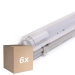 Confezione Multipack 6x Noxion Stagna LED Alloggio Poseidon V2.0 | incl. 1x Noxion Tubo LED T8 Standard Output 9W 900lm - 840 Bianco Freddo - 60cm